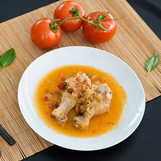 Muslitos de pollo al Jerez con verduras