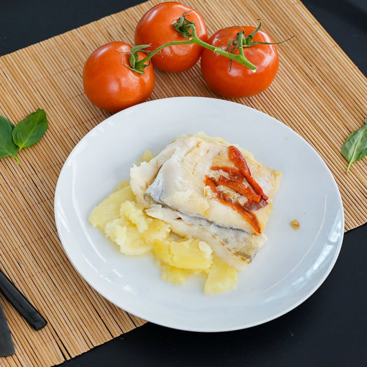 Bacalao estilo a la bilbaína con patata dorada